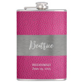 Roze leren en metalen print monogram flacon (Voorkant)