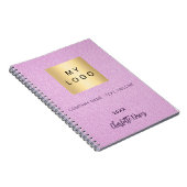 Roze leren naam schrift zakelijk logo notitieboek (Rechterzijde)