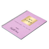 Roze leren naam schrift zakelijk logo notitieboek (Linkerzijde)