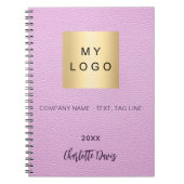 Roze leren naam schrift zakelijk logo notitieboek (Voorkant)