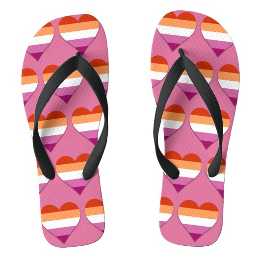Roze lesbische pride hartpatroon teenslippers (Voetbed)