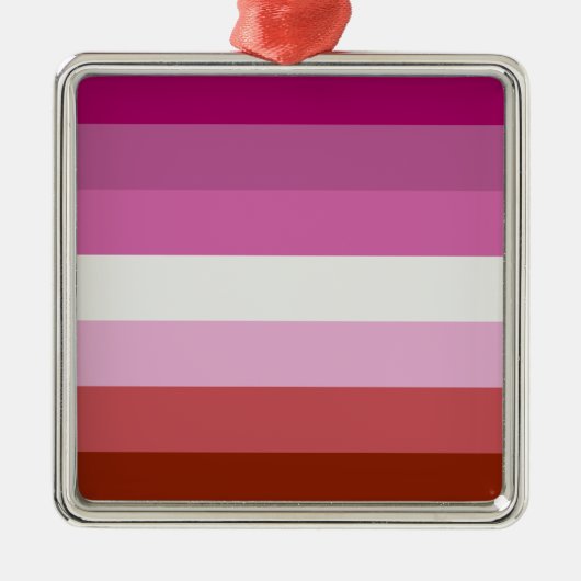 Roze lesbische Pride-vlag Metalen Ornament (Voorkant)