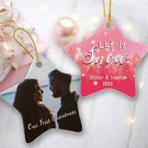 Roze Let it Snow Eerste kerstfoto