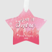 Roze Let it Snow Eerste kerstfoto Ornament (achterkant)
