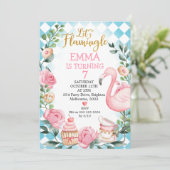 Roze Let's Flamingle Wonderland Birthday Kaart (Staand voorkant)