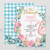 Roze Let's Flamingle Wonderland Birthday Kaart (Voorkant / Achterkant)