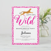 Roze Let's Get Wild Coogar Leopard Bachelorette Kaart (Staand voorkant)