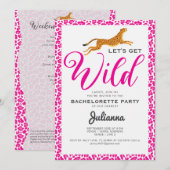 Roze Let's Get Wild Coogar Leopard Bachelorette Kaart (Voorkant / Achterkant)