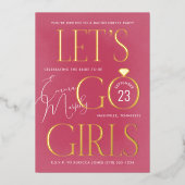 Roze Lets Go Meisjes Bachelorette Party Folie Uitnodiging (Voorkant)