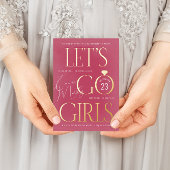 Roze Lets Go Meisjes Bachelorette Party Folie Uitnodiging Briefkaart