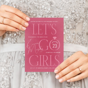 Roze Lets Go Meisjes Bachelorette Party Kaart