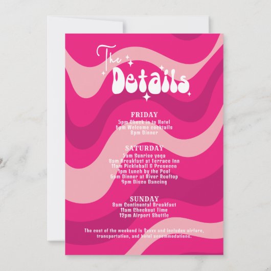 Roze Let's Go Meisjes Bachelorette Party Kaart (Achterkant)