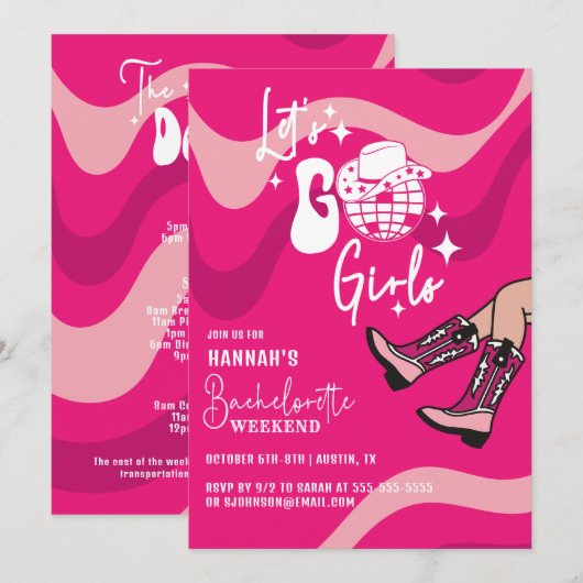 Roze Let's Go Meisjes Bachelorette Party Kaart (Voorkant / Achterkant)
