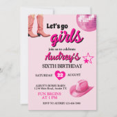 Roze Let's Go Meisjes Western Verjaardag Kaart (Voorkant)