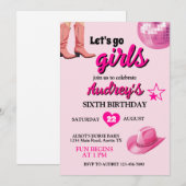  Roze Let's Go Meisjes Western Verjaardag Kaart (Voorkant / Achterkant)
