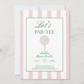 Roze Let's Par-T-shirt Golf eerste verjaardagsuitn Bedankkaart (Voorkant)