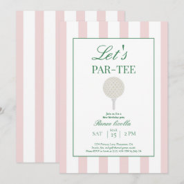 Roze Let's Par-T-shirt Golf eerste verjaardagsuitn Bedankkaart