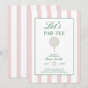 Roze Let's Par-T-shirt Golf eerste verjaardagsuitn Bedankkaart