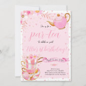 Roze Let's Par-tea Verjaardagsfeest Kaart (Voorkant)