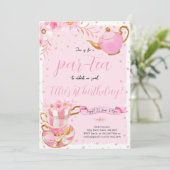 Roze Let's Par-tea Verjaardagsfeest Kaart (Staand voorkant)