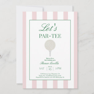 Roze 'Let's Par-Tee' golf eerste verjaardagsuitnod Kaart