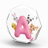 Roze Letter A Bosdieren Acryl Blok (Rechts)