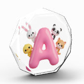 Roze Letter A Bosdieren Acryl Blok (Links)
