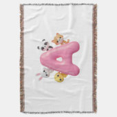 Roze Letter A Bosdieren Baby Dekentje (Voorkant Verticaal)