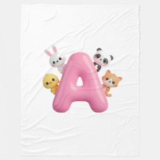 Roze Letter A Bosdieren Babydeken Fleece Deken