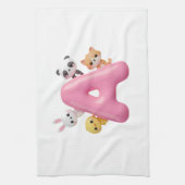 Roze Letter A Bosdieren Keukendoek Theedoek (Verticaal)