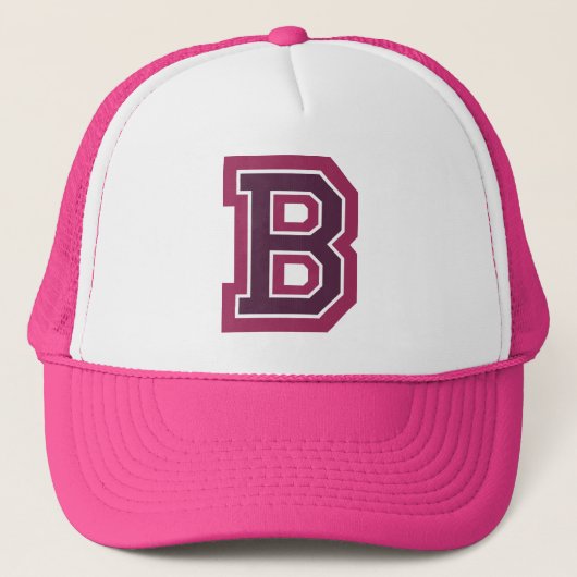 Roze letter B Monogram Trucker Pet (Voorkant)