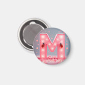 💖 Roze Letter M Monogram Koelkastmagneet Leuke De Magneet (Voorkant / Achterkant)