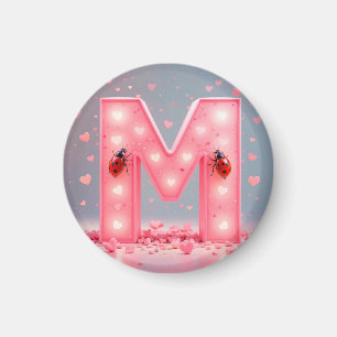 💖 Roze Letter M Monogram Koelkastmagneet Leuke De Magneet