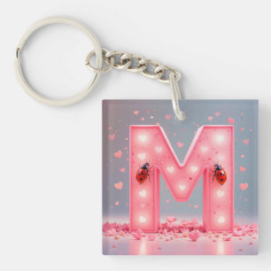 Roze Letter M Voor Gepersonaliseerde Dagelijkse Ac Sleutelhanger