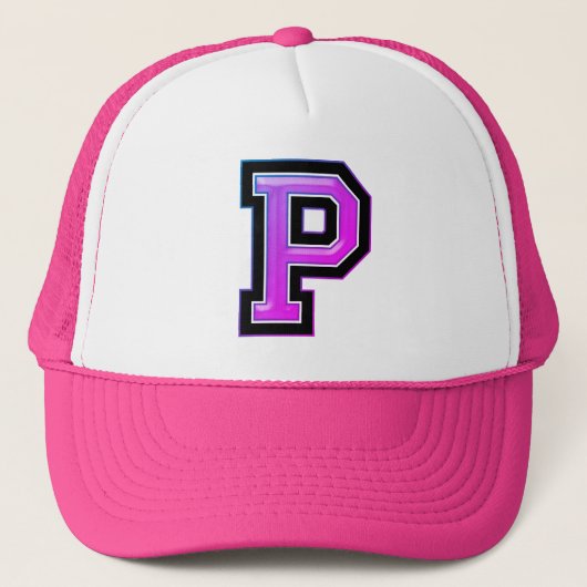 Roze letter "P" Trucker Hat Trucker Pet (Voorkant)