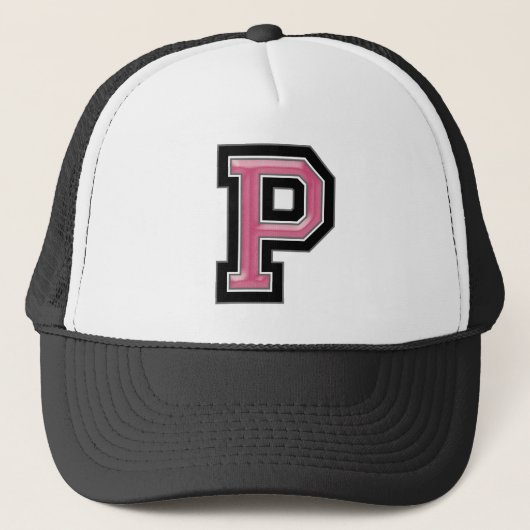 Roze letter "P" Trucker Pet (Voorkant)