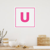 Roze letter U Poster (Keuken)