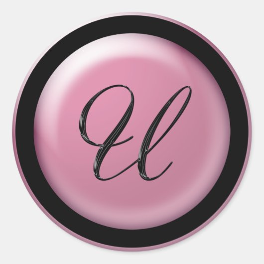 Roze letter U-sticker Ronde Sticker (Voorkant)
