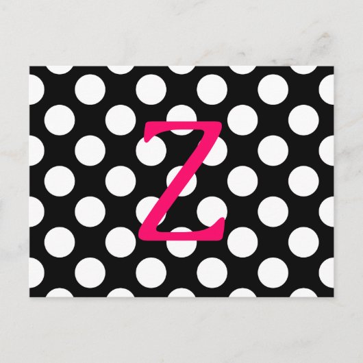 Roze letter Z op Polka Dots Briefkaart (Voorkant)