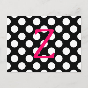 Roze letter Z op stippen Briefkaart