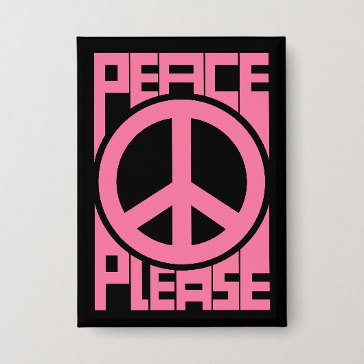 Roze Lettering 'Vrede Alsjeblieft' Button (Voorkant)