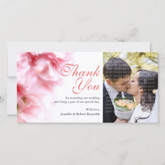 Roze letters Aangepaste foto Hartelijk dank Bedankkaart (Voorkant)