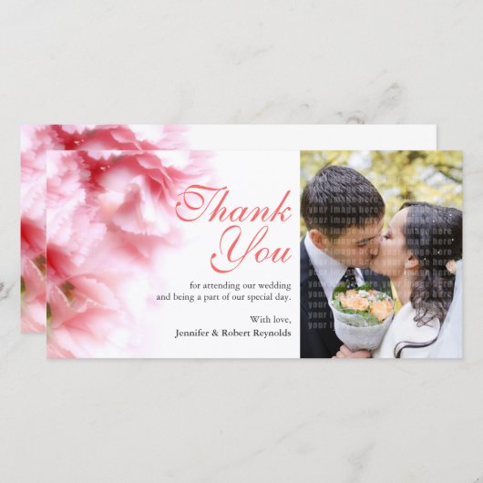 Roze letters Aangepaste foto Hartelijk dank Bedankkaart (Voorkant / Achterkant)