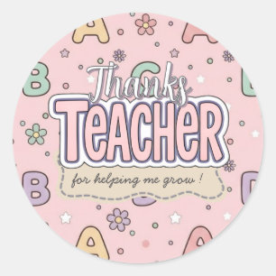 Roze Letters Docent School Patroon  Ronde Sticker