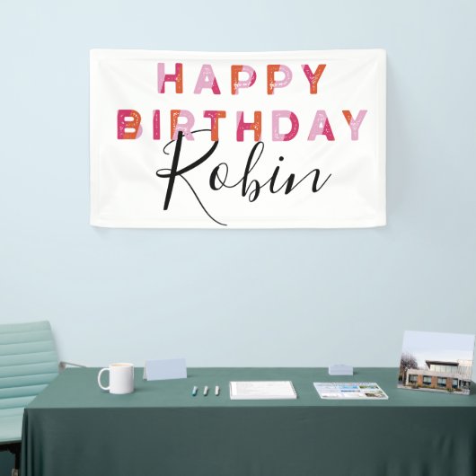 Roze letters Eenvoudige stijl Aangepaste verjaarda Spandoek (Beurs)