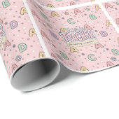 Roze Letters Leraar School Patroon Cadeaupapier (Rol Hoek)