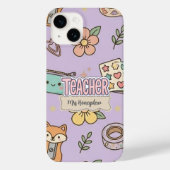 Roze Letters Leraar School Patroon Case-Mate iPhone Case (Achterkant)