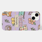 Roze Letters Leraar School Patroon Case-Mate iPhone Case (Achterkant (horizontaal))