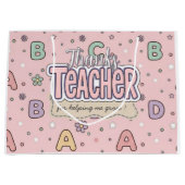 Roze Letters Leraar School Patroon Groot Cadeauzakje (Voorkant)