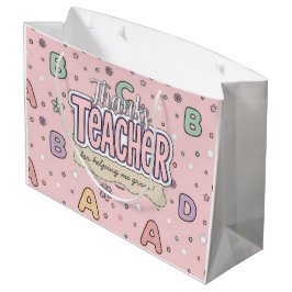 Roze Letters Leraar School Patroon Groot Cadeauzakje